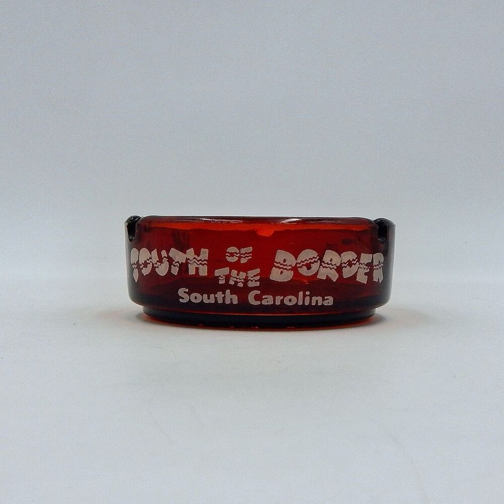 South of the Border Glass Ashtray South Carolina Amber Yellow Glass Sombrero